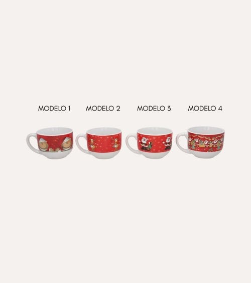Taza Mug con Personajes Navideños de Cerámica