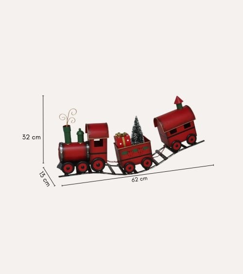 Figura de Tren Navideño de Metal