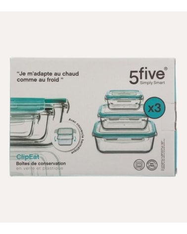 Set de 3 Fiambreras ClipEat Herméticas de Vidrio y Plástico