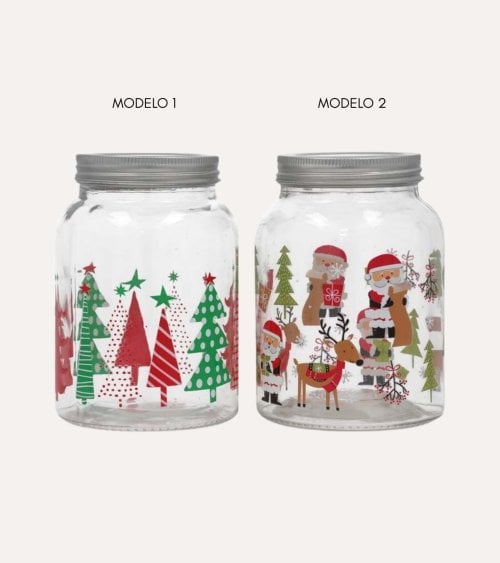 Tarro con Motivos Navideños de Cristal