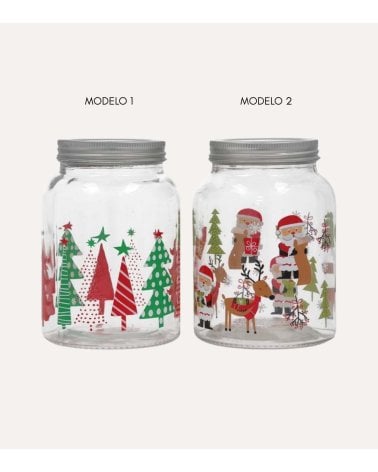 Tarro con Motivos Navideños de Cristal