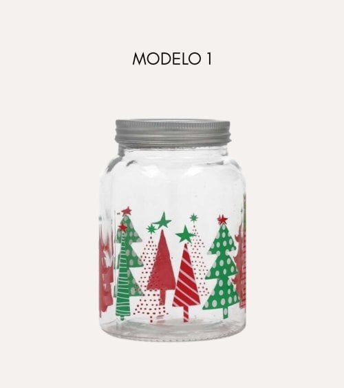 Tarro con Motivos Navideños de Cristal