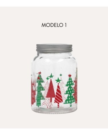 Tarro con Motivos Navideños de Cristal