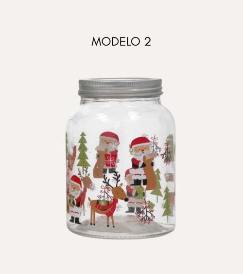 Tarro con Motivos Navideños de Cristal