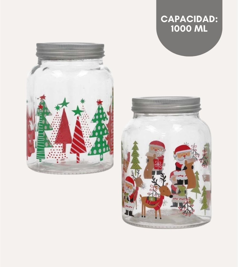 Tarro con Motivos Navideños de Cristal