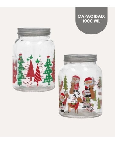 Tarro con Motivos Navideños de Cristal