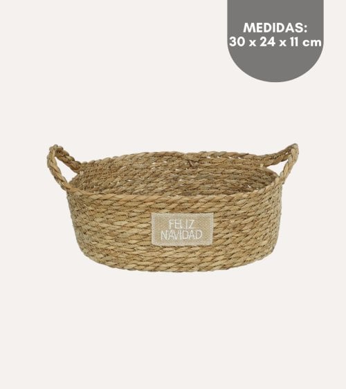 Cesta Natural Ovalada con Mensaje Navideño