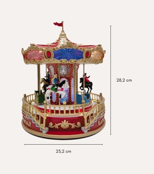 Escena Navideña Tiovivo con Luz LED y Música