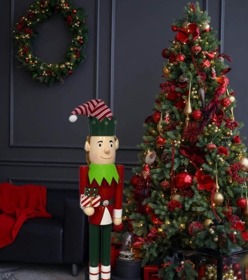 Figura Decorativa de Elfo con Regalo