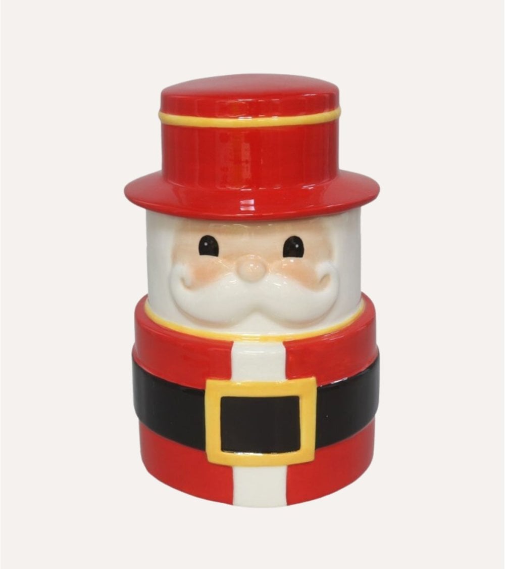 Tarro Decorativo de Papá Noel con Sombrero de Cerámica