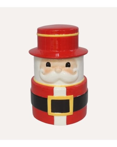 Tarro Decorativo de Papá Noel con Sombrero de Cerámica