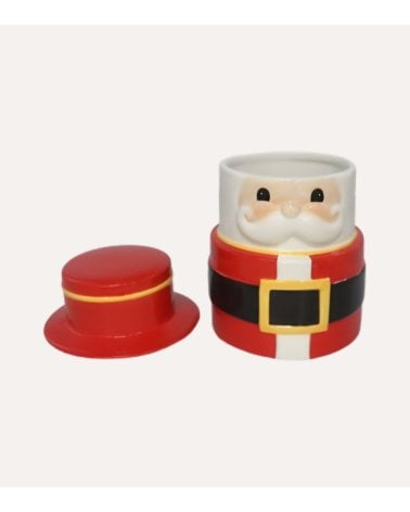 Tarro Decorativo de Papá Noel con Sombrero de Cerámica