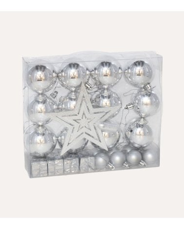 Set de 29 Bolas, Colgantes y Estrella para Árbol de Navidad