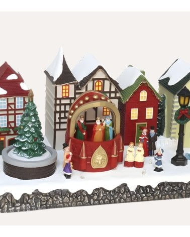 Escena Navideña de Poblado de Reyes Magos con LED y Movimiento