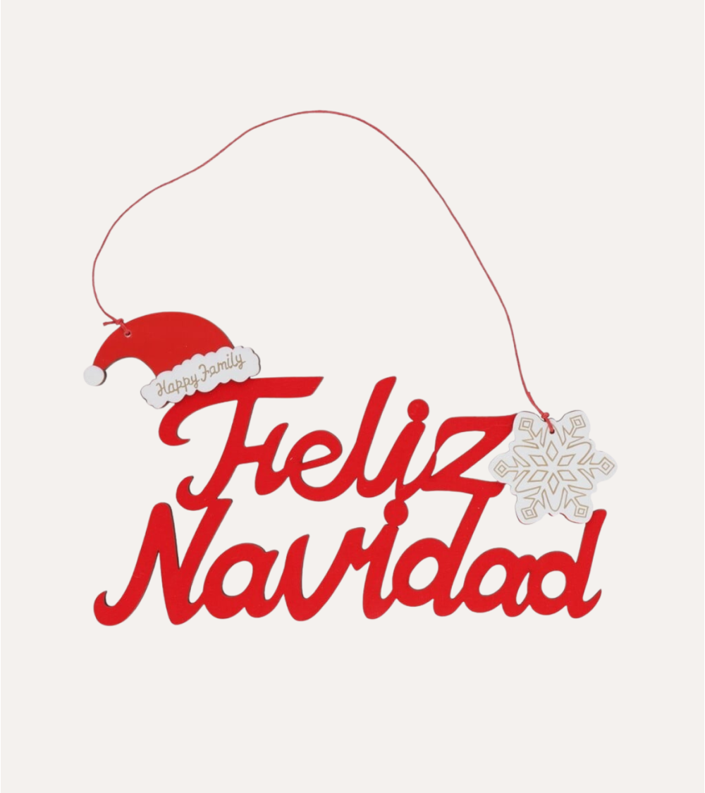 Decoración de Pared Feliz Navidad con Gorro y Copo de Nieve