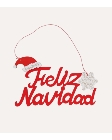 Decoración de Pared Feliz Navidad con Gorro y Copo de Nieve
