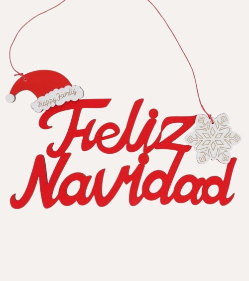 Decoración de Pared Feliz Navidad con Gorro y Copo de Nieve