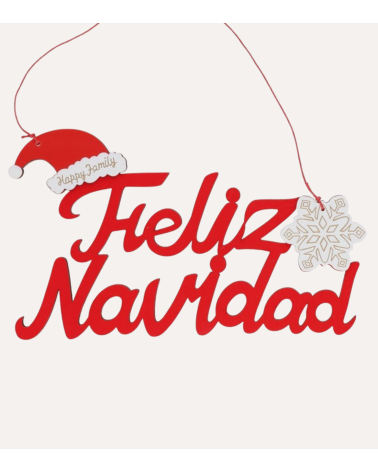 Decoración de Pared Feliz Navidad con Gorro y Copo de Nieve