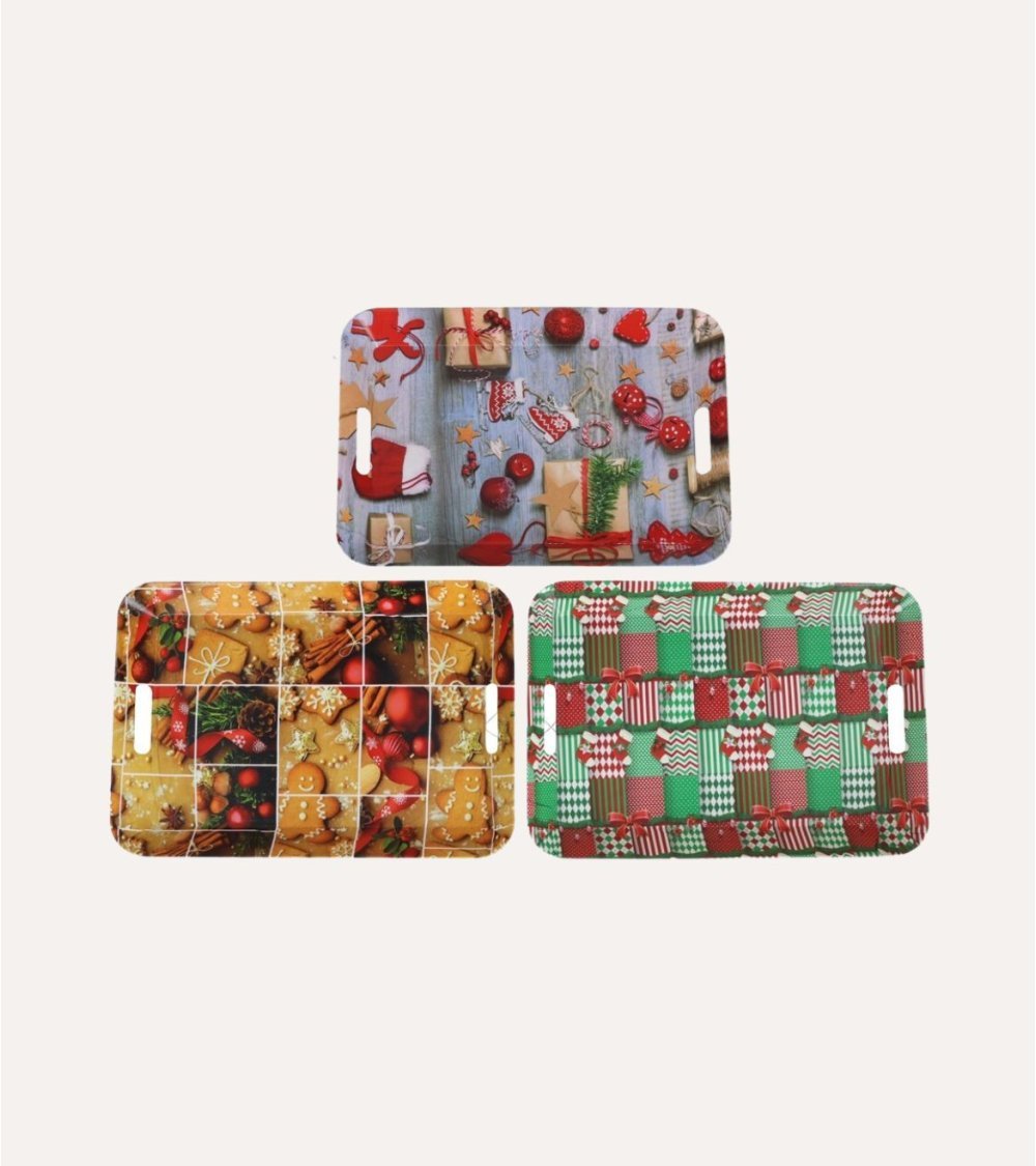 Bandeja de Motivos Navideños con Asas de Plástico Bandeja de Motivos Navideños con Asas de Plástico