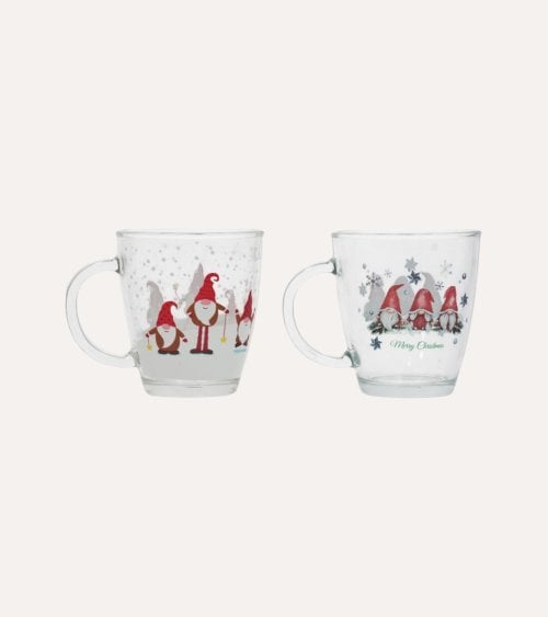 Taza Mug con Gnomos Navideños de Cristal