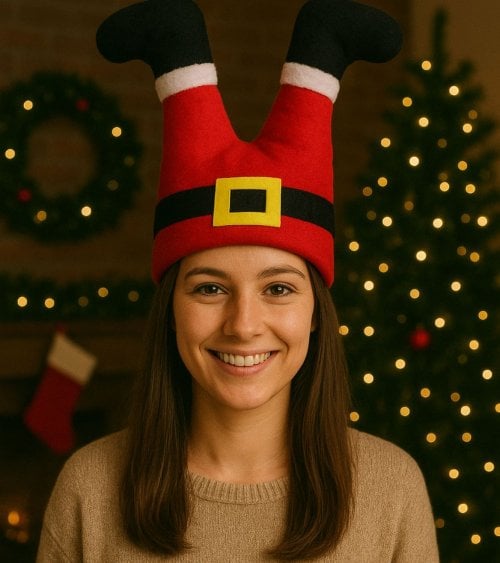 Gorro Navideño Con Piernas de Santa