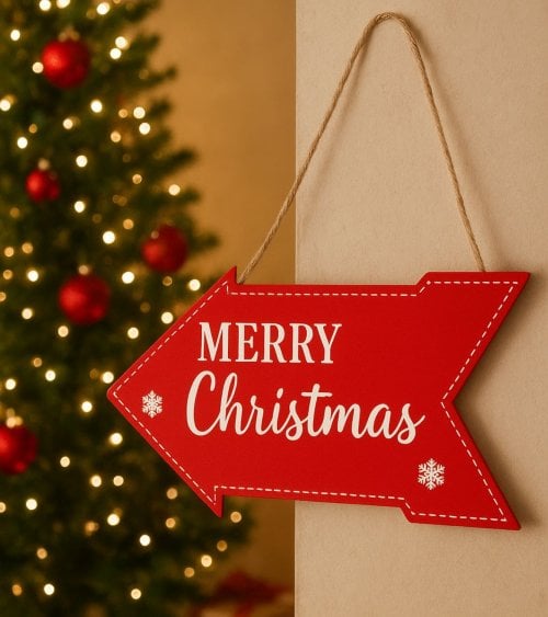 Colgante Flecha con Mensaje Merry Christmas para Decoración de Pared