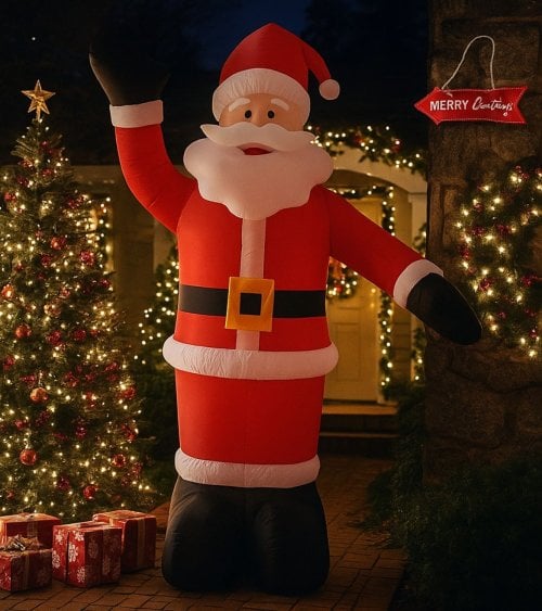 Hinchable Navideño Papá Noel con LED para Exterior