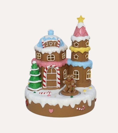 Escena Navideña de Casa de Jengibre con Luz