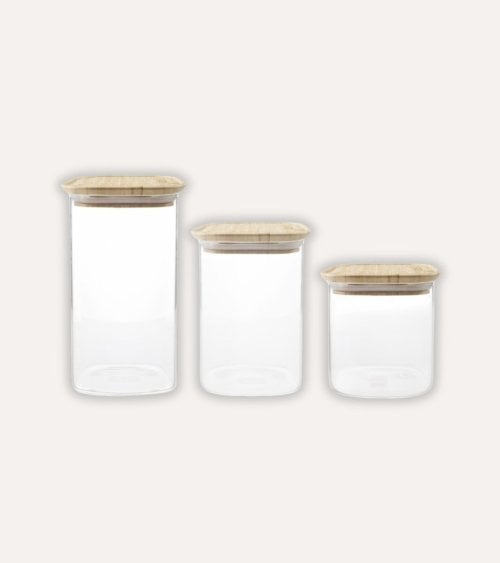 Tarro Hermético de Cristal con Tapa de Bambú