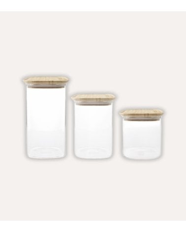 Tarro Hermético de Cristal con Tapa de Bambú