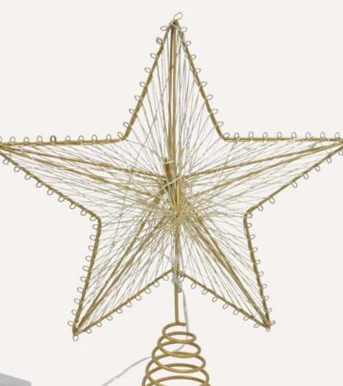 Estrella de Hilo Metalizado con Luz LED para Punta de Árbol