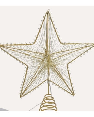 Estrella de Hilo Metalizado con Luz LED para Punta de Árbol