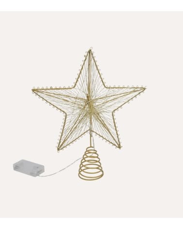 Estrella de Hilo Metalizado con Luz LED para Punta de Árbol