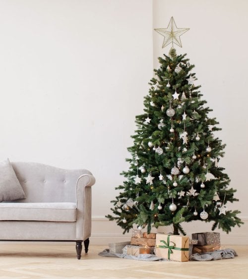 Estrella de Hilo Metalizado con Luz LED para Punta de Árbol