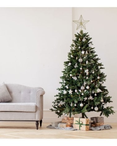 Estrella de Hilo Metalizado con Luz LED para Punta de Árbol