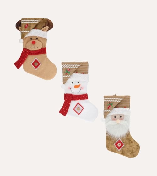 Calcetin Navideño de Personajes Navideños con Gorro