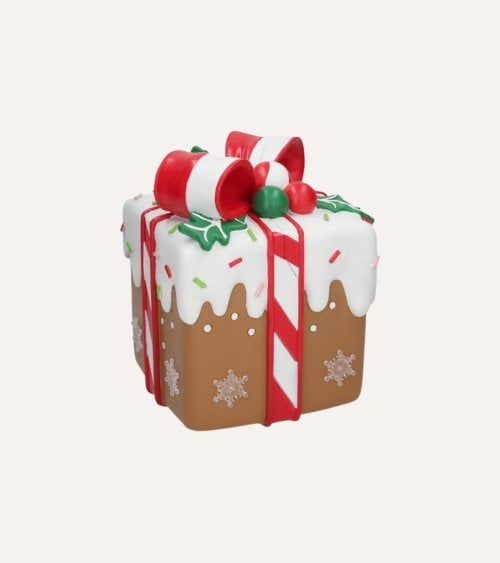 Figura Decorativa de Caja de Regalo Navideña Galleta de Jengibre