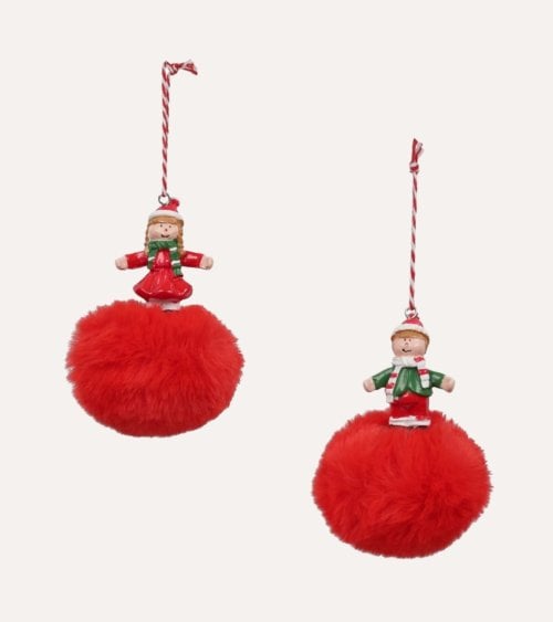 Colgante de Niño Navideño con Pompón para Árbol
