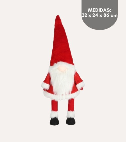 Figura Decorativa de Gnomo Navideño con Traje de Papá Noel