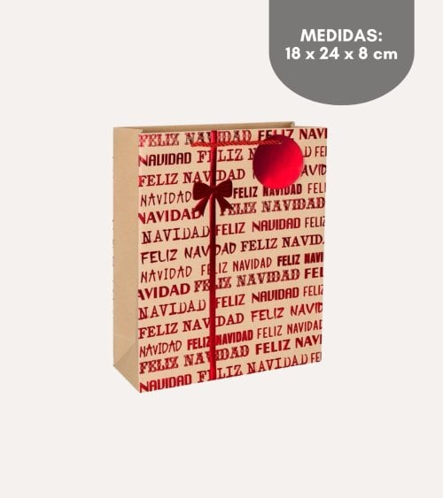 Bolsa de Regalo Navideña Feliz Navidad con Brillo
