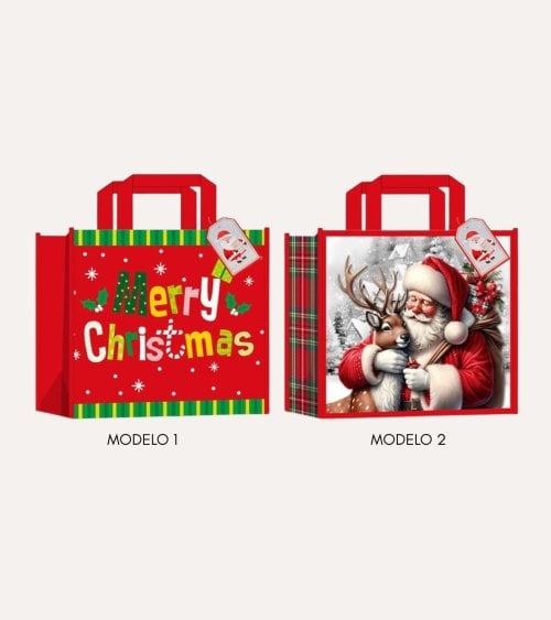 Bolsa de Regalo Navideña Clásica de Papel y Cartón