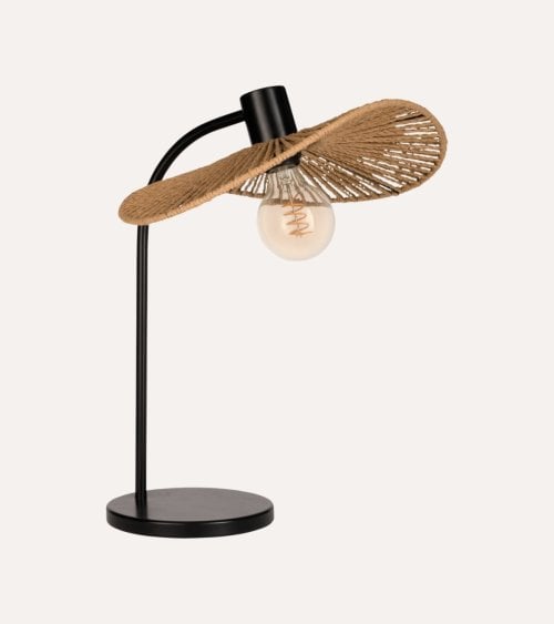 Lámpara de Mesa Ciruela de Acero y Papel Tejido