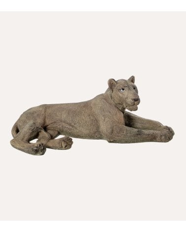 Figura Decorativa Leona Tumbada de Resina