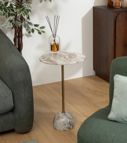 Mesa Auxiliar Nema de Mármol y Acero