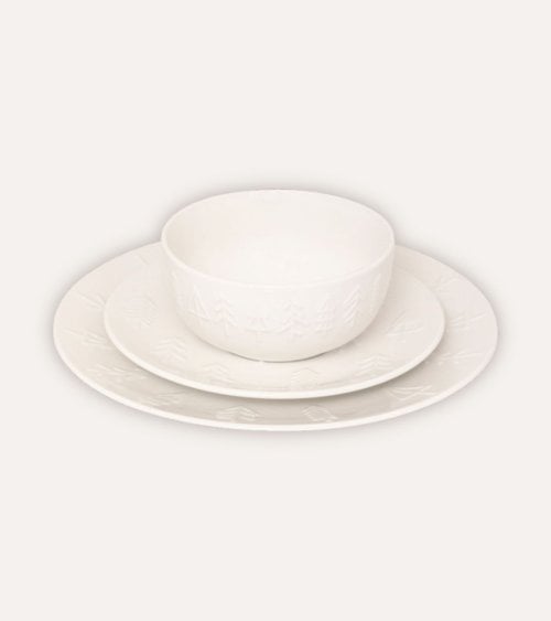 Vajilla de 18 Piezas Árboles de Navidad de Porcelana
