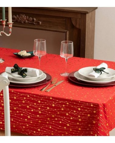 Mantel Navideño Líneas de Estrellas de Terciopelo