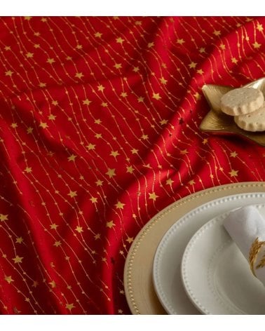 Mantel Navideño Líneas de Estrellas de Terciopelo