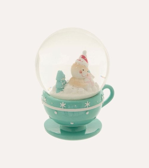Bola de Nieve Taza de Caramelo Navideño de Poliresina