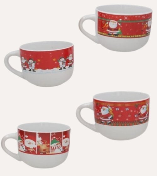 Taza Jumbo Decorativa con Personaje Navideño de Cerámica