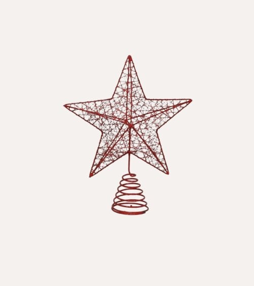 Estrella con Cuerda Metalizada para Punta de Árbol Navideño